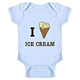 I Love Ice Cream Heart Cones Cute Funny Infant Bodysuit Light Blue 6M