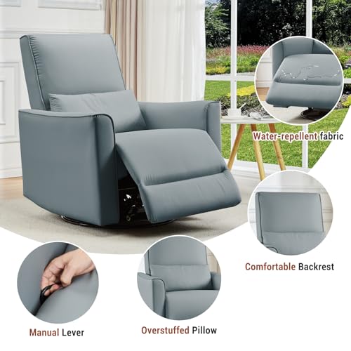 Sillón giratorio reclinable con tapizado gris miniatura 6