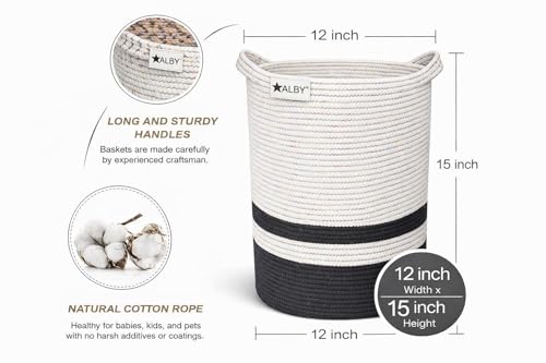 Image of ☆LBY ute Cotton Basket, Handcrafted Woven Storage Planter Basket for Home Decor, Multi-Purpose Bag with Handle for Living Room Bathroom Laundry & Toys cat shape (multi zigzag 12 x 15 inch)