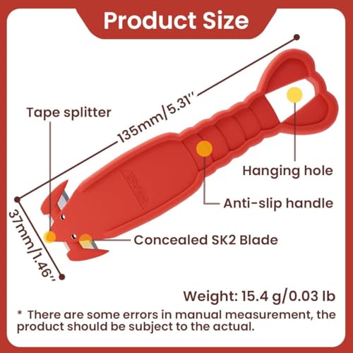 Image of Safety Box Cutter of Recessed Concealed Stainless Steel Blade,Box Opener for Efficient Package Opening, Utility Knife for Tape Splitter, Cartons, Cardboard, Wrap, Straps, Film.6pcs