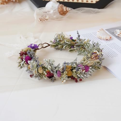 Corona de flores secas para cabello niña miniatura 6