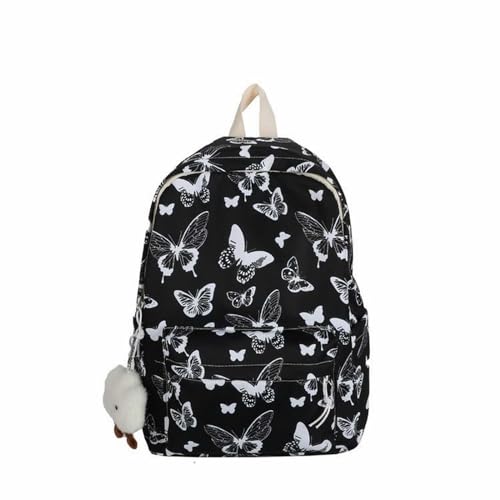 Zaino scolastico carino farfalla Bookbag scuola con carino zaino estetico per donne seggiolino auto zaino, Nero , Etichettalia unica