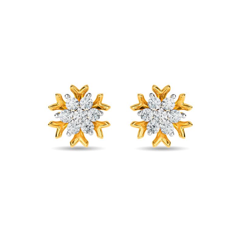 Image of KISNA JEWELS 14KT|18KT BIS Hallmark Pure Gold and Diamond Stud Earrings For Women with Screw Back clouser