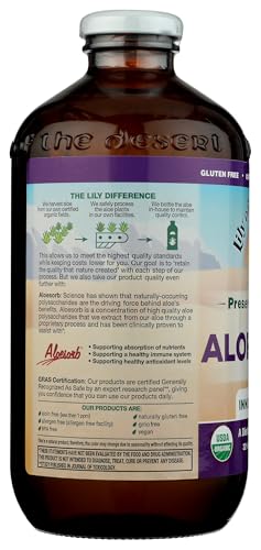 Lily Of The Desert Aloe Vera Juice - Inner Fillet Aloe Vera Drink, Organic Aloe Juice with Natural Vitamins, Digestive Enzymes for Gut Health, Stomach Relief, Wellness, Glowing Skin, 32 Fl Oz