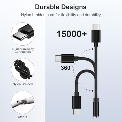 Adapter USB C auf Klinke, 3 5mm Klinke auf USB C Kopfhörer Adapter mit DAC Chip, Typ C aux Audio Adapter für Samsung Galaxy S25/S24/S23 Ultra/A55/A35/A16/Note 20, iPhone 16/15/Pro Max/Pro/Plus