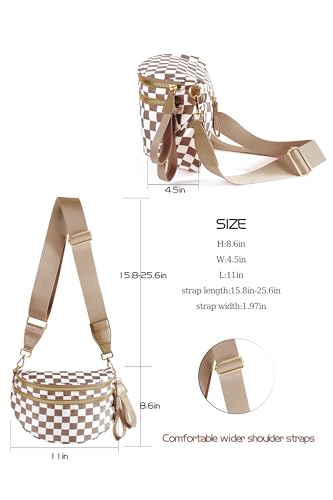 Image of FEIBOON Spacious Checkered Nylon Crossbody Bag Bum Bag Handbags Wallets for Women