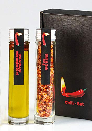 Geschenkset Chili-2er-Set mit Chili-Öl und Chili-Salz im Geschenkcase