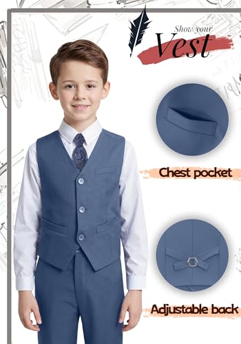 Image of YuanLu Boys Suit Dress Clothes Ring Bearer Outfit Homecoming Dresses Boy Vest and Pants Set for Kids Wedding Tuxedo Suits