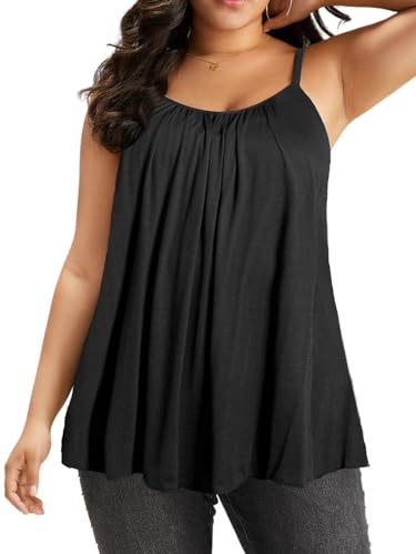 7th Element Plus Size Tank Tops for Women Camisoles Cami Dress Loose Fit Sleeveless Flowy Spaghetti Strap Summer