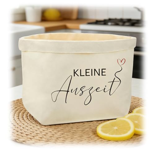 Xvbhaq Geschenkkorb für Frauen, Praktischer Wiederverwendbarer Canvas Korb mit Herzmotiv und Schönem Druck, Perfektes Entspannungsgeschenk zur Kleinen Auszeit für Geburtstag und Jubiläum