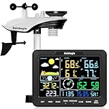 Sainlogic SA68 Home Weather Station with Weather Stations Wireless Indoor Outdoor and Rain Gauge Outdoor for Temperture,Humidity,Forecast,Pressure,Moon Phase,Alarm Clock for Bedroom,Black(No WiFi)