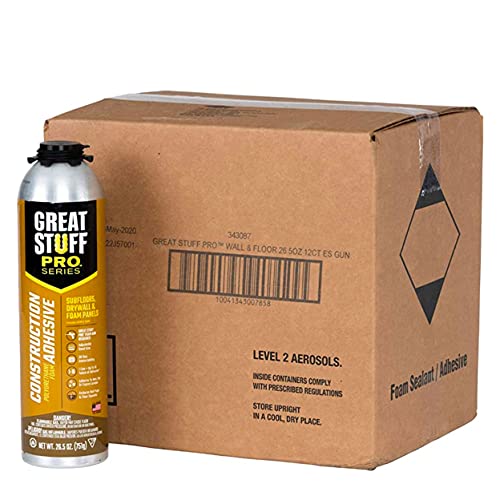 Image of Great Stuff PRO Construction Adhesive | Gun-Applied Polyurethane Adhesive, 26.5 oz. - (12 Pack)
