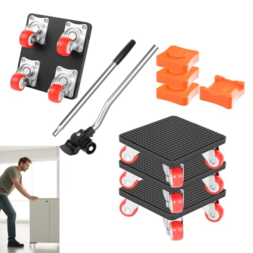 Möbelheber Schwerlast 800KG mit Lastenheber, Möbel Dolly Schieber für Alle Böden (Parkett, Laminat, Fliesen), Jack Möbeltransporter für Schränke und Kühlschränke
