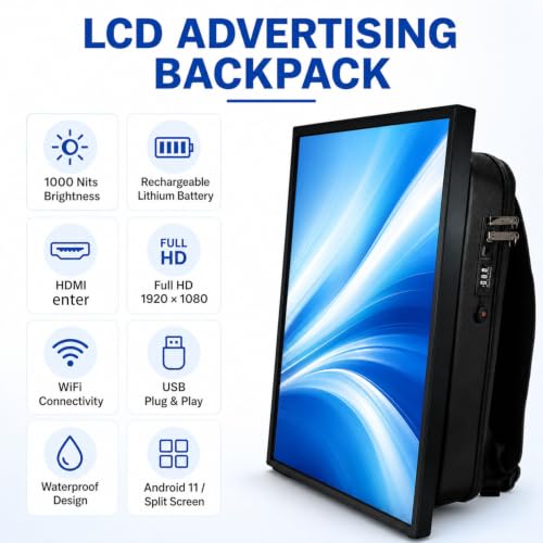 GLBMXDD Sac à Dos publicitaire vidéo LCD 21,5 Pouces USBflashdrive – vue 4