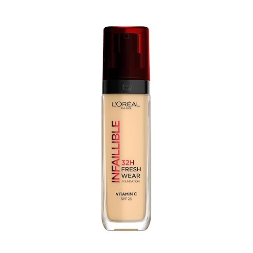 L'Oreal Paris Make-up Designer Base de Maquillaje de Larga Duración Infalible 24 H, Tono 130 Beige Peau, 30 ml (Paquete de 1)