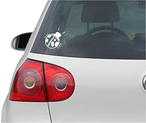 Adesivo per auto - JDM - Die Cut, Lady Bug Ladybug Decal Car Window Laptop Sticker - Bianco - 88 mm x 88 mm