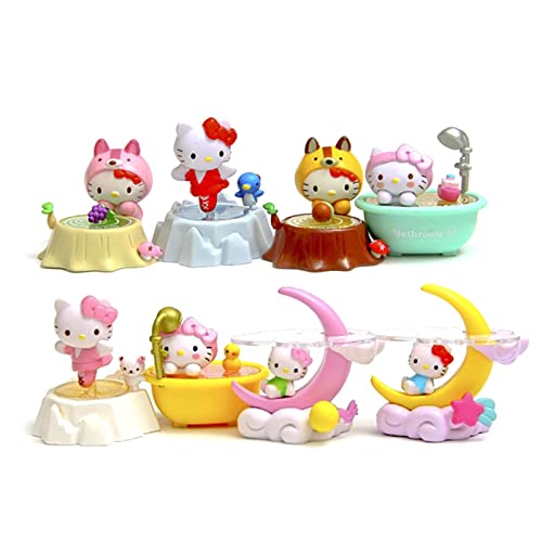 8Pcs Cute Animal Cat Characters Figurines Toy Kitty Figures Toy Set Cake Topper Cake Decoration, Fairy Garden Party Decorations, Plant, Automobile Decoration #TOP6
