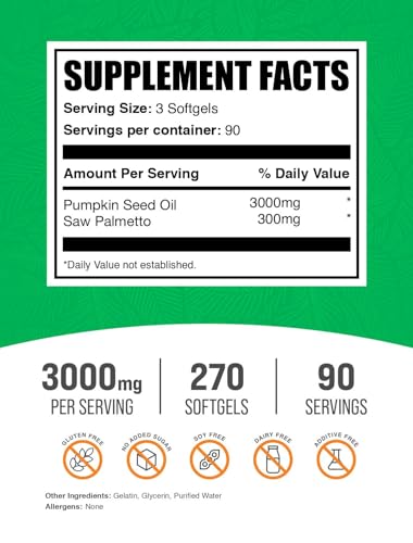 BulkSupplements Pumpkin Seed Oil with Saw Palmetto Softgels