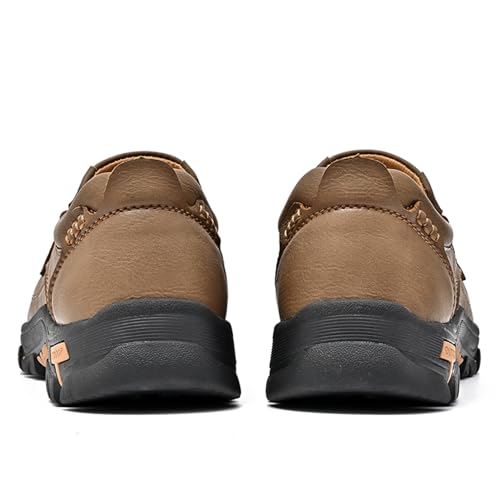 Mens Outdoor Leather Casual Loafers Non-Slip Lightweight Walking Driving Hiking Shoes3