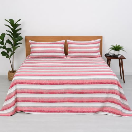 Image of Premium King Size Bedsheet | Modern Sunset Stripe Print | Soft, Comfortable & Durable Fabric | Double Bed Bedsheet with Pillow Covers | Easy Care