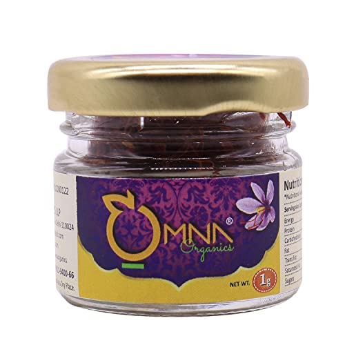 Omna Organic Saffron, Original Kashmiri Lacha Kesar / Keshar (1 gram)