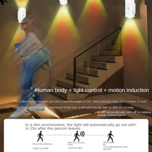Aplique de pared LED interior recargable con sensor movimiento para escalera y patio 4