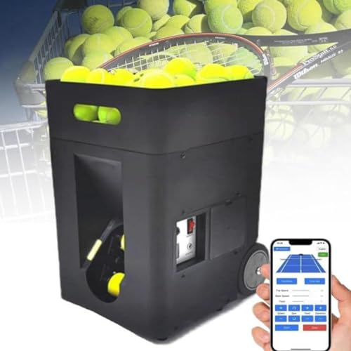 GYQSSD Portable Tennis Ball Machine, Automatic Tennis Ball Launcher, Adjustable Angle, Speed, Rotation, for Beginners Solo Training Sports, 50 Large Capacity