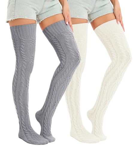 Image of Sexybody Women's Thigh High Socks Over the Knee Knit Socks, Winter Leg Warmers Stockings Knee High Tube Arctic Fleece