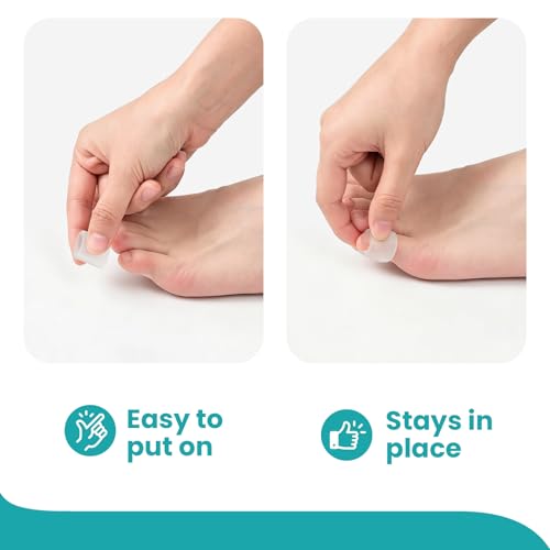 Image of Silicone Toe Protectors - 12 Pack Silicone Toe Sleeve for Hammer Toes, Corns, Calluses, Blisters - Soft Gel Toe Tube Pads for Pain Relief(Small Sizes, Clear)