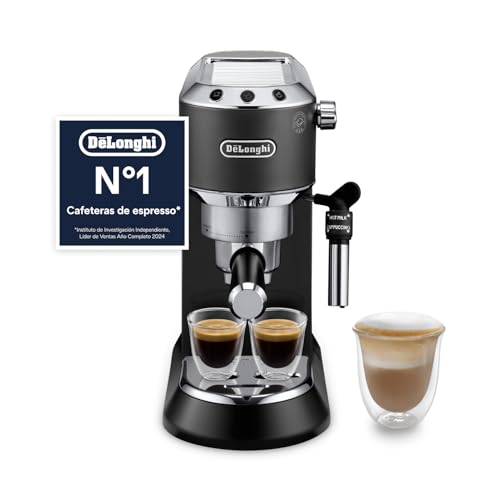 De'Longhi Dedica - Cafetera de Bomba de Acero Inoxidable para Café Molido o Monodosis, Cafetera para Espresso y Cappuccino, Depósito de 1.3 Litros, Sistema Anti-goteo, EC685.BK, Negro