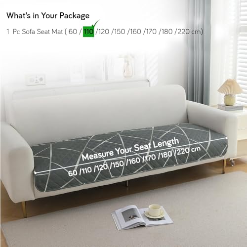 Image of HOKIPO Printed Waterproof + Anti-Slip + Quick Dry Sofa Seat Mats, Abstract Geometric Shadow Grey - Length 110cm (NEW-AR-5230-P2)