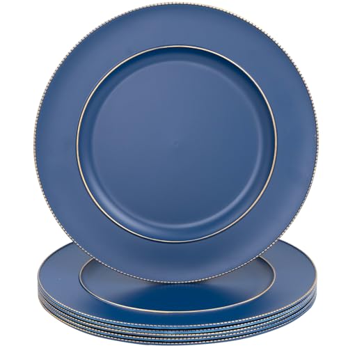 MAONAME Blue Charger Plates, 13' Plastic Round...