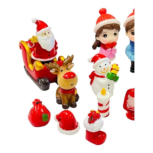 Image of Moira 14 pcs Christmas Theme Miniature Decoration Items for Shops, Cake Toppers Plants, Terrariums, Doll Houses, Fairy Gardens