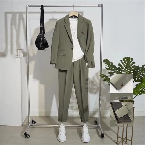 Men's Korean Business Casual Office Suit 2 Piece Set Pure Color Loose Fit4