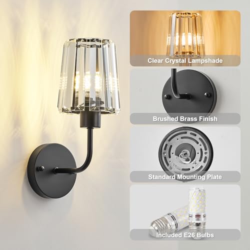 Image of KARTOOSH Hardwired Crystal Wall Sconces Set of 2