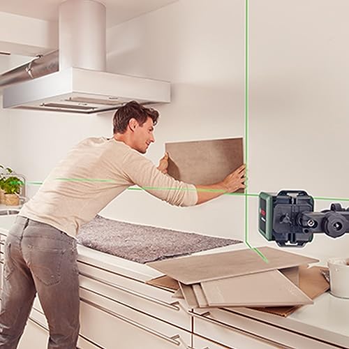 Bosch Cross line Laser Quigo Plus with Tripod (Easy Alignment at Equal and Variable Distances Thanks to Markings on The Laser line, in E-Commerce Cardboard Box)