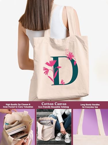 Image of DOODLE Monogram D Diary Gift Set with Tote Bag and Pouch | B6 Soft Bound Ruled Notebook | Stationery Gift Set for Women