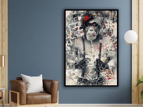 Tableau sur toile singe graffiti 60x80cm pour déco salon
