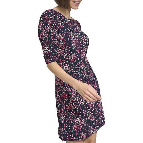 Image of Tommy Hilfiger Women's 1 /2 Sleeve Boat Neck Cotton Shift Mini Dress