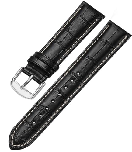 Image of 18mm 20mm 22mm 24mm 26mm 28mm 30mm 32mm Genuine Leather Black Brown Light Brown Blue Silver Rose Yellow Golden Silver Buckle Clasp Watch Band Strap for Men and Women