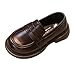 Girls Platform Loafers Fashion Chunky Heel Leather Flats Round Toe Uniform Dress Shoes Brown