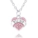 lauhonmin Family Jewelry Silver Alloy Pink Crystal Love Heart Big Sister Charm Pendant Necklace Women Girl Gift (Pink Crystal Big Sister)