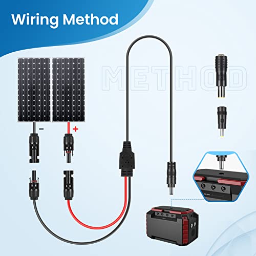 Thlevel Solar Panel Cable to DC 8mm / 5.5x2.1mm / 4.0x1.7mm Solars Plug and Socket to Adapter Waterproof 1.8 Meter 16AWG Converter for Connecting Generators