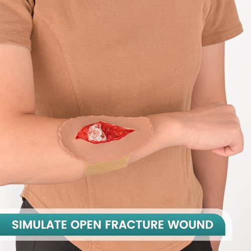 Image of Wound Packing Trainer, Strap-On Open Fracture, Second Degree | Open Fracture Wound Simulation with Adjustable Strap for Packing and Dressing Practice on Manikin Arms or Legs