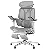 Hbada E3 Pro Sedia Ufficio Ergonomica, Sistema Lombare Dinamico a 3 Zone, Braccioli Regolabili 6D, Testiera con Regolazione 4D, Grigio con Poggiapiedi