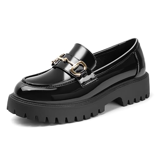 Image of MUSSHOE Loafers for Women Platform Chunky Comfortable Slip-On Womens Loafers Fashion Business Work Dressy Casual Shoes