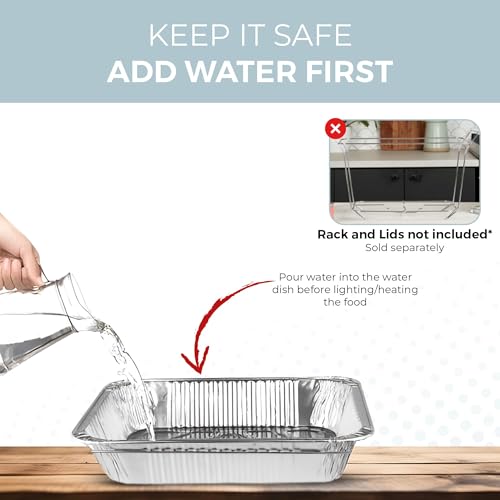 Image of Alpha Living 6 Pack Refill Kit - Disposable Chafing Dish Buffet Set, Welded Body Food Warmers for Parties, Fuel Cans, Half Size Pans, Warming Trays