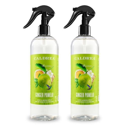 Caldrea Linen and Room Spray Air Freshener, Made with Essential Oils, Plant-Derived and Other Thoughtfully Chosen Ingredients, Ginger Pomelo, 16 oz, 2 Pack