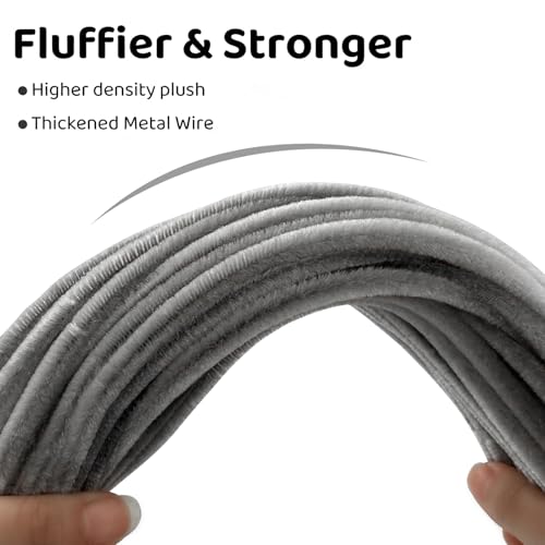 Image of 200PCS Gray Pipe Cleaners Craft Bulk,Arts Crafts,Sensory Toys,Chenille Stems Art Supplies for Projects Creative DIY Room Decor,Christmas Decorations,Fidget Toys for Ages 8-13,DIY Cute Grey Animals