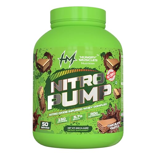 Hungry Muscles Nutrition Nitro Pump Whey Protein Powder | 2kg (4.4 lbs) | 30g Protein | Nitric Oxide Complex | Chocolate Truffle Flavor | Supports Muscle Growth & Recovery | 50 Servings - Image 2